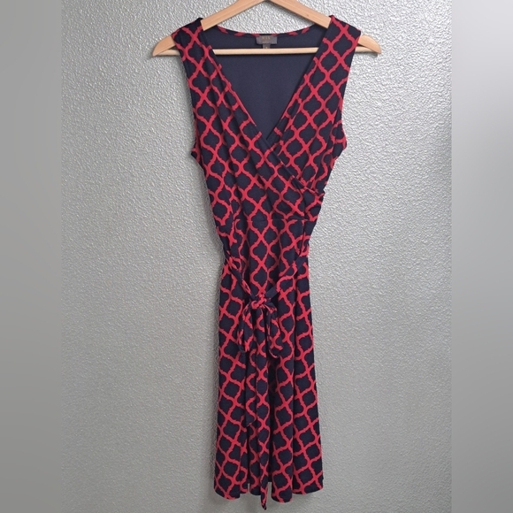 Mix By 42 Hawthorne Kassidy Red & Navy Faux Wrap Dress Size Sp - Picture 6 of 12